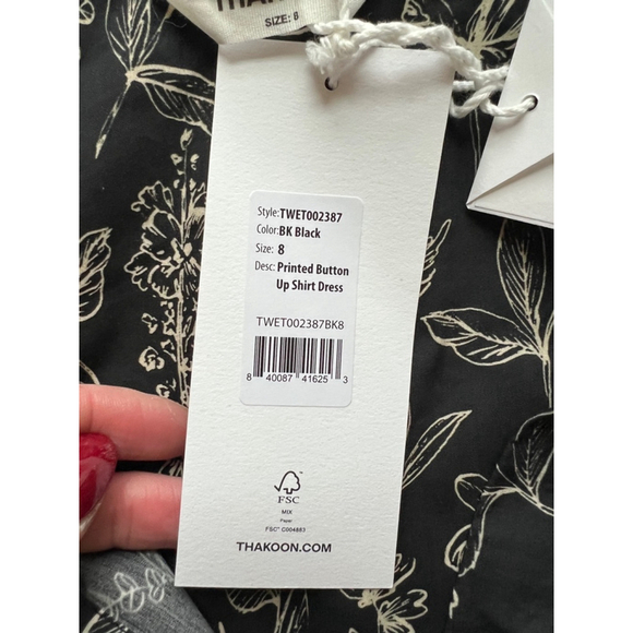 NWT Thakoon Women's Button Up Print Dress, Size 8, Black & White - Picture 8 of 9
